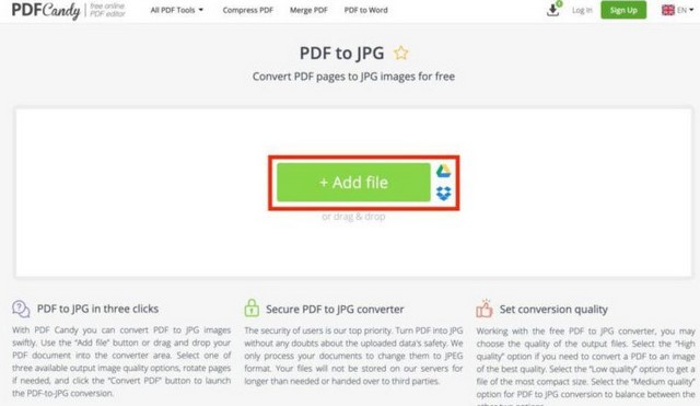 Tải file PDF lên hệ thống PDF Candy