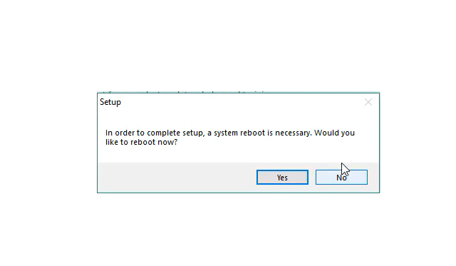Bấm Yes hoặc No nếu muốn khởi động lại máy tính