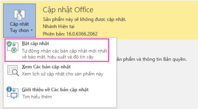 Việc chưa cập nhật Microsoft Office có thể khiến việc trình chiếu slide trên Powerpoint bị lỗi