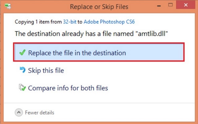 Chọn dòng "Replace the file in the destination" và bấm "Continue"
