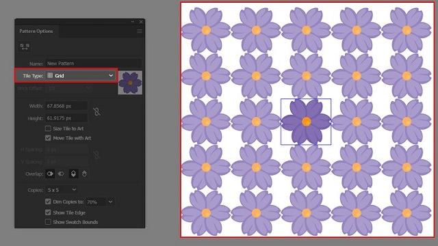 Bố cục Grid của Pattern trong Illustrator