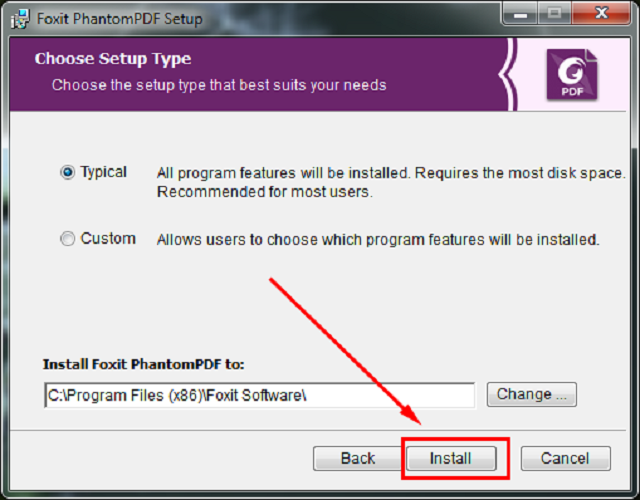 Thiết lập vị trí lưu và chọn ngôn ngữ chính cho phần mềm rồi click vào Install